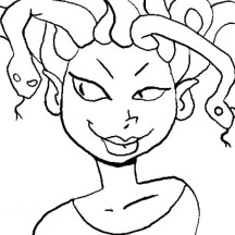 Medusa with Sexy Lips Coloring Page
