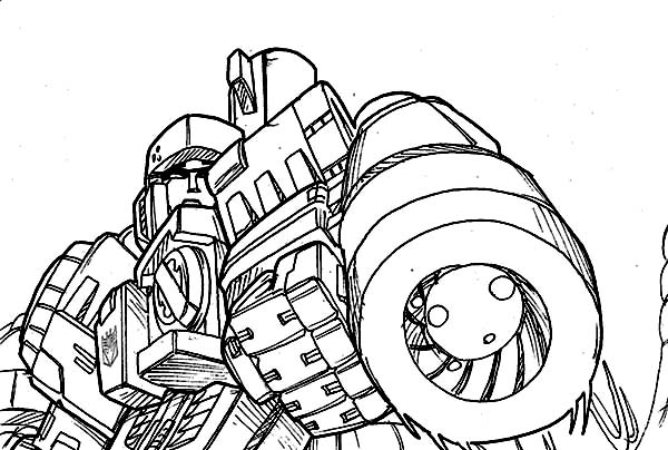 Megatron Aim His Enemy with Bazooka Coloring Page
