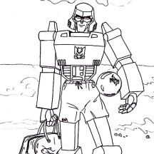 Megatron Playing Ball on the Beach Coloring Page