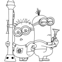 Minions Posing with Heavy Gun in Despicable Me Coloring Page