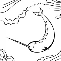 Narwhal in the Sea Coloring Page