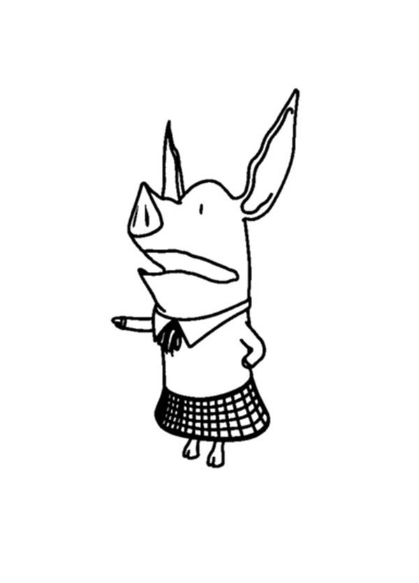 Olivia the Pig as a Student Coloring Page