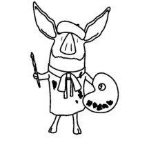 Olivia the Pig the Famous Painter Coloring Page