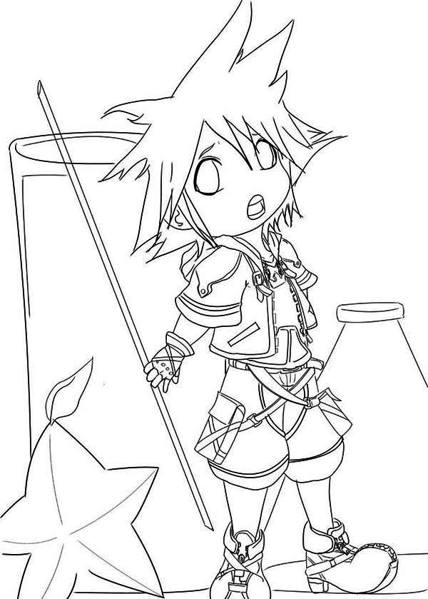 Picture of Chibi Sora Coloring Page