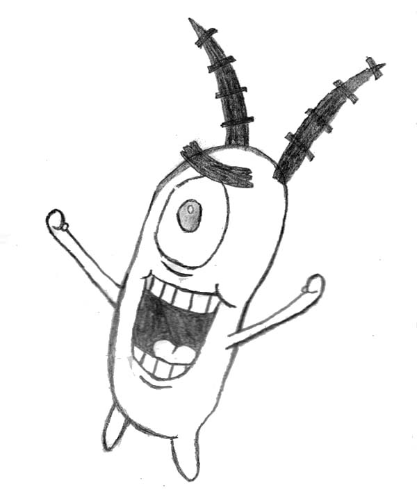 Plankton Happy Face Coloring Page - NetArt