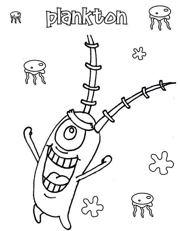 Plankton and Jellyfish Coloring Page