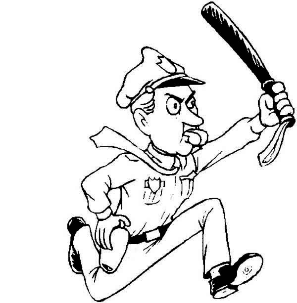 Police Officer Run After Criminal Coloring Page