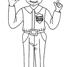 Police Officer Stand Up Straight Coloring Page