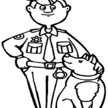 Police Officer and His Dog Coloring Page
