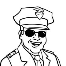 Police Officer with Black Glassess Coloring Page