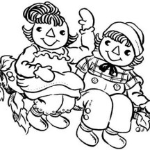 Raggedy Ann and Andy Greeting Us Coloring Page