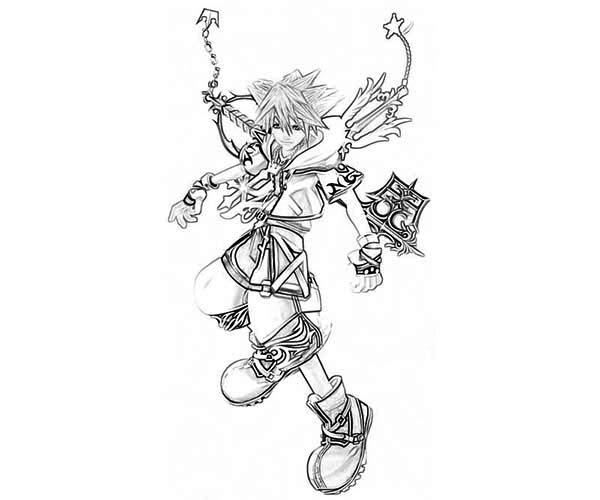 Sora Ready to Fight Coloring Page