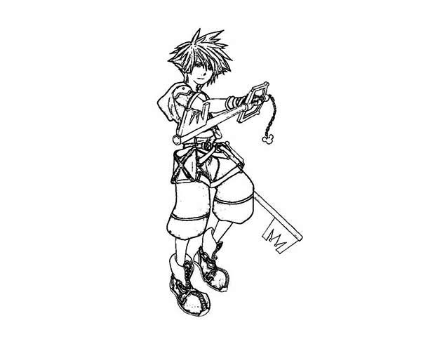 Sora Travelling to Disney World Coloring Page