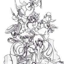 Sora and Friends at Kingdom Hearts 2 Coloring Page