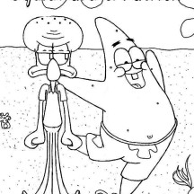 Squidward Getting Annoyed by Patrick Coloring Page