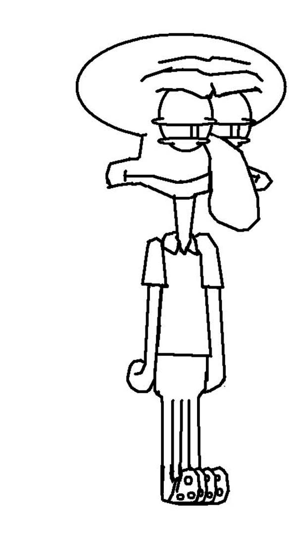 Squidward Not Interested Face Coloring Page