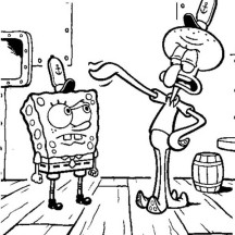 Squidward is Angry to Spongebob Coloring Page