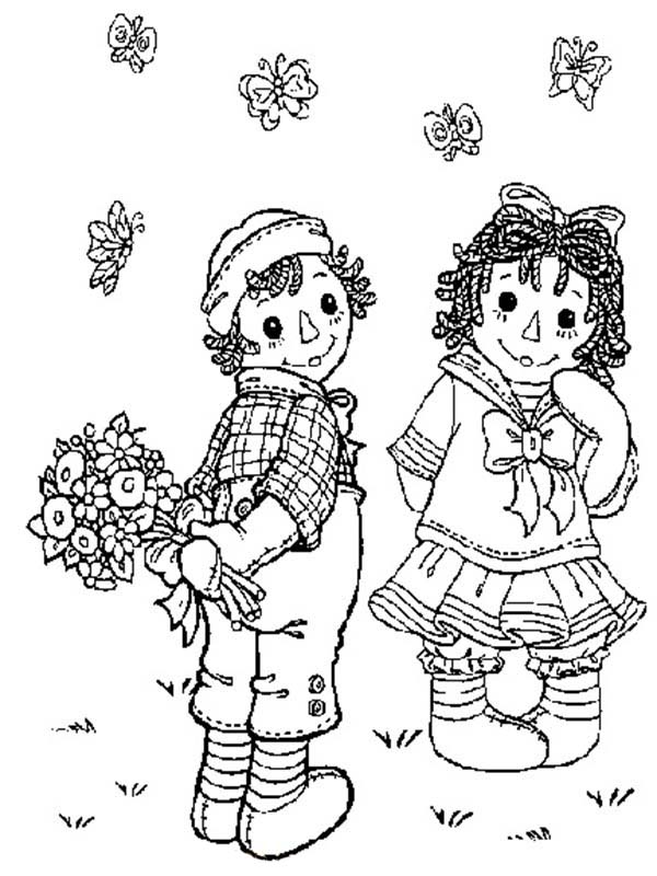 Surprise for Raggedy Ann from Andy in Raggedy Ann and Andy Coloring Page