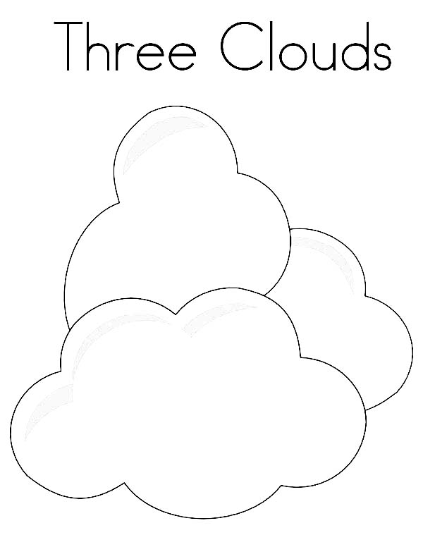 Three Clouds Up in the Sky Coloring Page