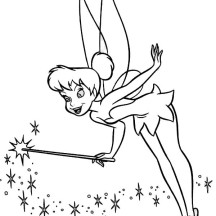 Tinkerbell Magic Wand and Sparkling Pixie Coloring Page