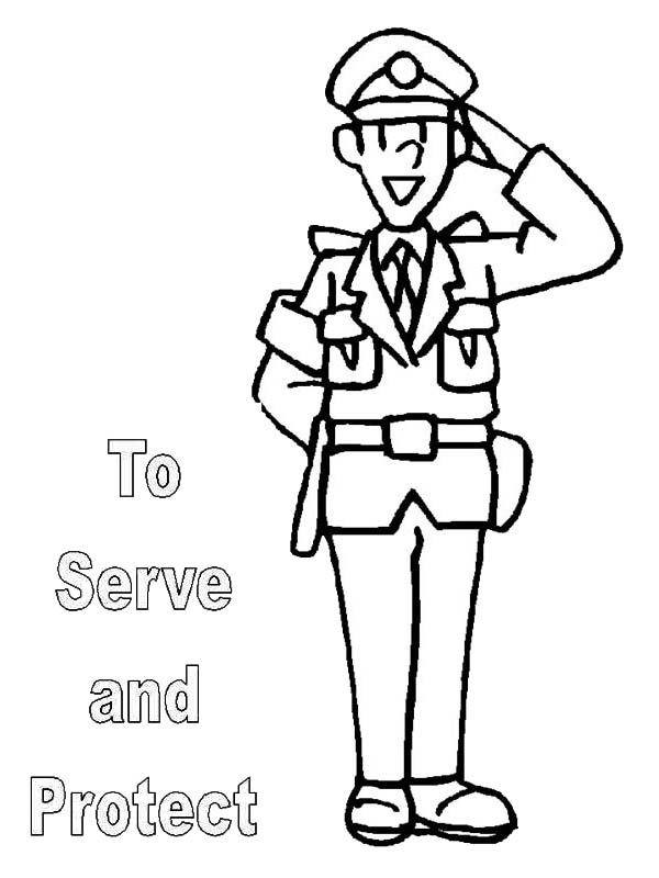 To Serve and Protect is What Police Officer Do Coloring Page
