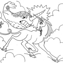 Unicorn and Narwhal Fight in the Sky Coloring Page