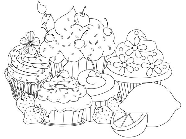 Various Cupcake Flavour Coloring Page