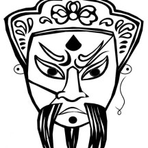 Beautiful Ancient China Opera Mask Coloring Page