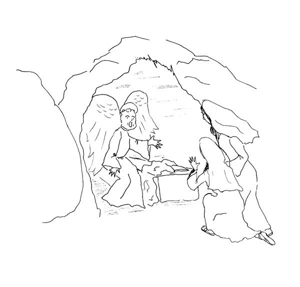 Cave Where Jesus Buried in Jesus Resurrection Coloring Page