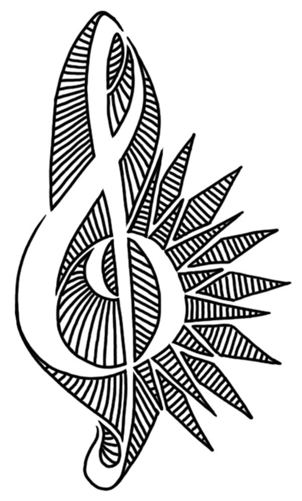 Desing of Treble Clef Coloring Page