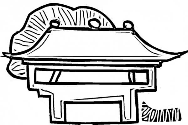 Entrance Gate of Ancient China House Coloring Page