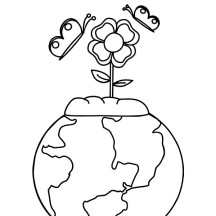 Happy Earth Day with Beautiful Flower Coloring Page