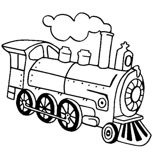 Locomotive of Steam Train Coloring Page - NetArt