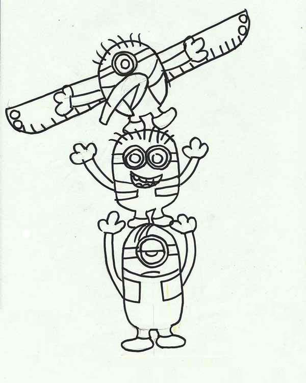 Minion Totem Poles Coloring Page