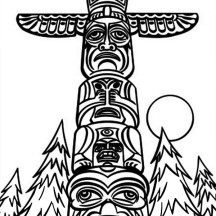 Monumental Totem Poles Coloring Page