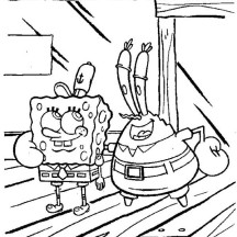 Mr Krabs Supporting SpongeBob Coloring Page