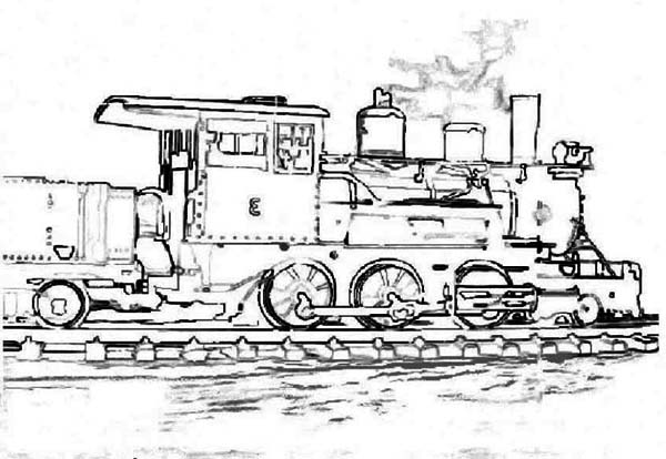 Sketch of Steam Train Coloring Page