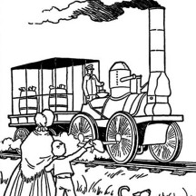 Steam Train in Early American Coloring Page