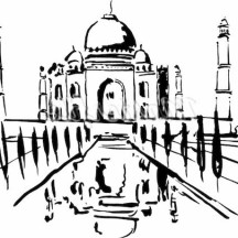 Taj Mahal Post Card Coloring Page