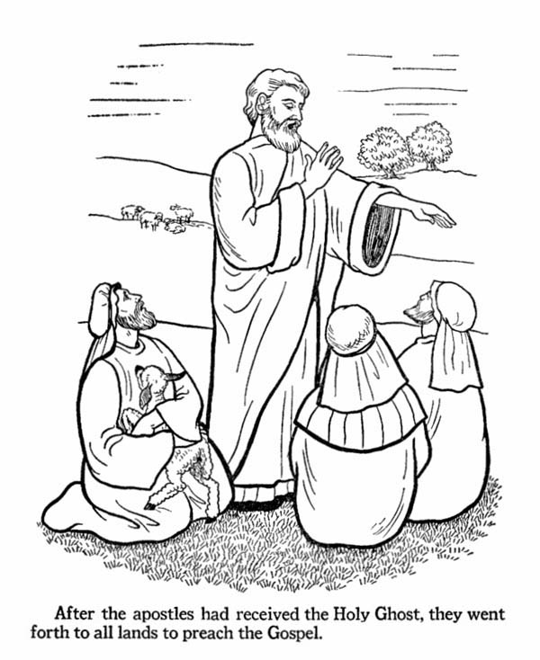 The Apostles Received the Holy Ghost and Jesus Resurrection Coloring Page