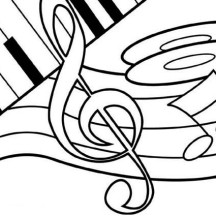 Treble Clef Dancing on a Piano Coloring Page