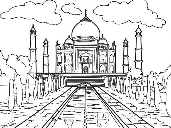 White Marble Mauseleom of Taj Mahal Coloring Page