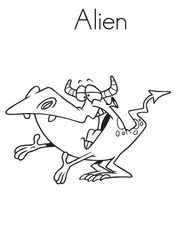 A is for Alien Coloring Page