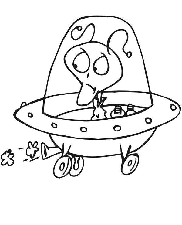 Alien Spaceship not Working Well Coloring Page