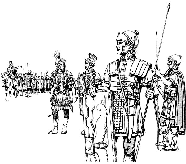 An Ancient Rome Army in the Battlefield Coloring Page