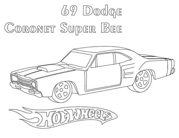 69 Dodge Hot Wheels Coronet Super Bee Coloring Page