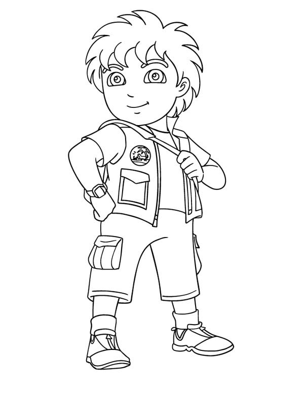 8 Years Old Latino Boy in Go Diego Go Coloring Page