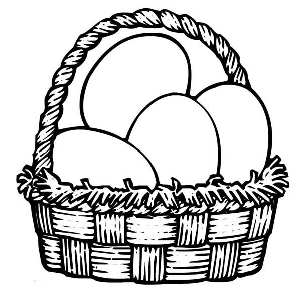 A Basket of Easter Eggs Coloring Page - NetArt