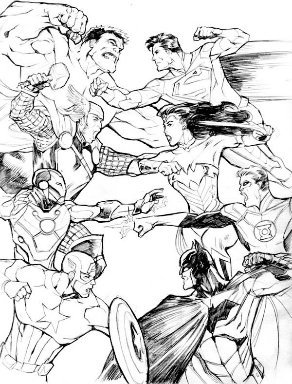 Avengers vs Justice League Coloring Page