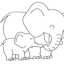 Baby Elephant Love Her Mother Coloring Page